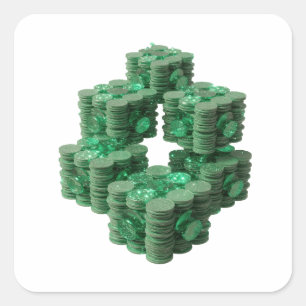Cuadrada Motivo de pegatina de monedas verdes únicas GREEN