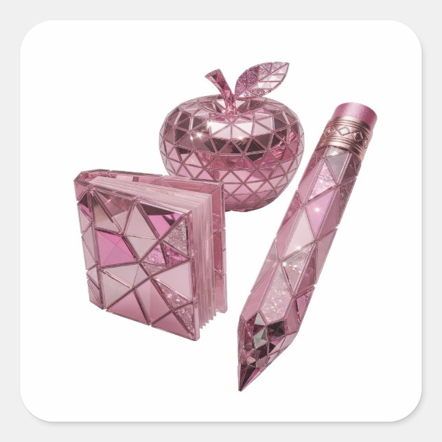 Cuadrada Motivo de pegatina de plata personalizada (Anverso)