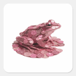 Cuadrada Motivo de pegatina de rana rosa Snappy Pink