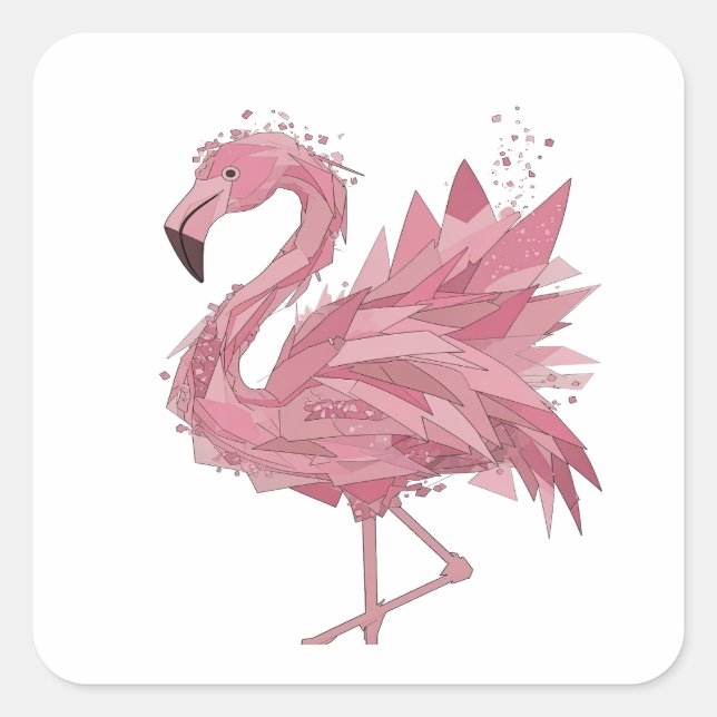 Cuadrada Motivo de pegatina FLAMINGO rosa dinámico (Anverso)
