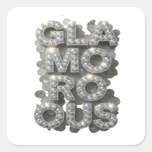 Cuadrada Motivo de pegatina GLAMOROSA de plata vibrante