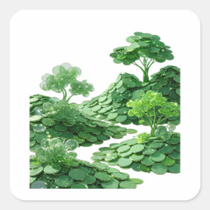 Cuadrada Motivo de pegatina Snappy Green GREEN COINS AND TR