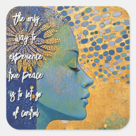 Cuadrada Mujer Azul Suelta El Pegatina De Control