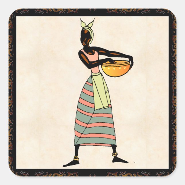 Cuadrada Mujeres de África Pegatina (Anverso)