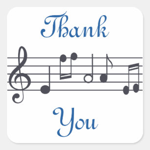 Cuadrada Música Gracias Pegatina