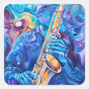 Cuadrada Música y pegatina saxafónico