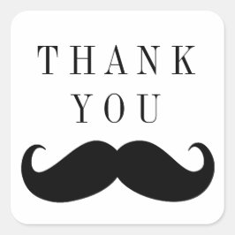 Cuadrada Mustache Gracias Pegatina
