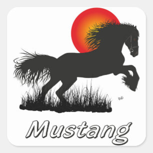 Cuadrada Mustang para amante de caballo pegatina