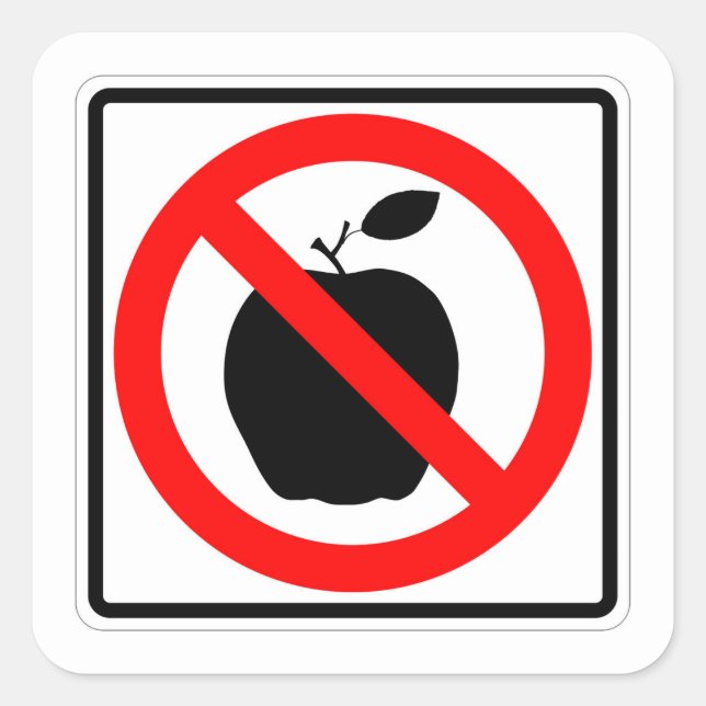 Cuadrada Muy divertido NO APPLE Rótulo Square Pegatina (Anverso)