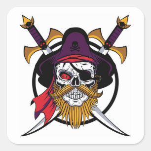 Cuadrada Muy Guay Halloween Pirate Pegatina Set
