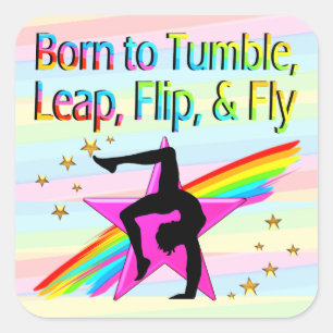 CUADRADA NACIDO AL PEGATINA DE GIMNASTICA DE TUMBLE