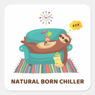 Cuadrada Nacido natural Chiller Pun Square Pegatina