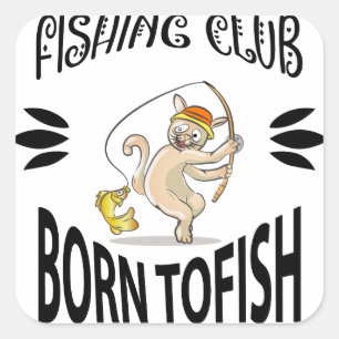 Cuadrada Nacido para el Pegatina de Rótulo del Club de Pesc