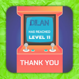 Cuadrada Naranja arcade gamer gracias Pegatina