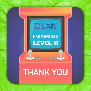 Cuadrada Naranja arcade gamer gracias Pegatina
