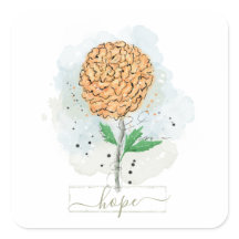Naranja Watercolor Flor Pegatina de Hope Square