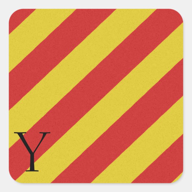 Cuadrada Nautical Signal Flag Alphabet Pegatina Y (Anverso)