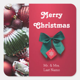 Cuadrada Navidad personalizado que saluda al pegatina