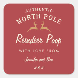 Cuadrada Navidades caseros de humor rojo pegatina de caca d