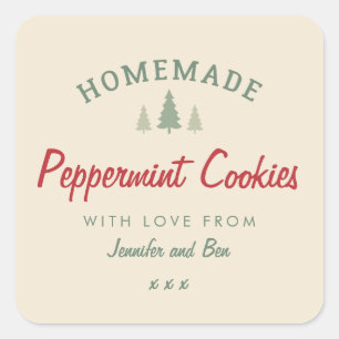 Cuadrada Navidades caseros pegatina de horneado de regalos