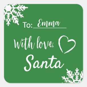 Cuadrada Navidades Con Amor Del Pegatina De Los Copos De Ni