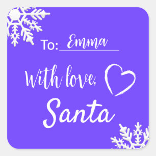 Cuadrada Navidades Con Amor Del Pegatina Santa Púrpura