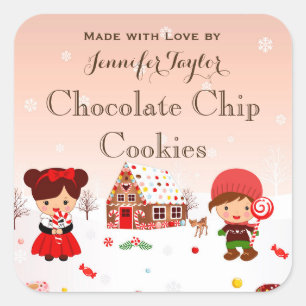 Cuadrada Navidades cookie pegatina fiesta de vacaciones eti