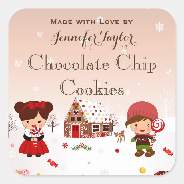 Cuadrada Navidades cookie pegatina fiesta de vacaciones eti (Anverso)