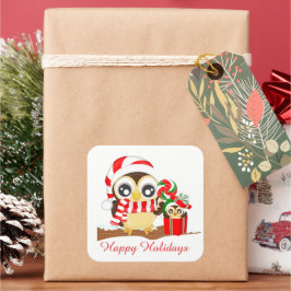Cuadrada Navidades cortos owls agregar pegatina de mensajes