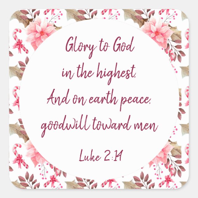 Cuadrada Navidades cristianos Escritura Pegatina de guiones (Anverso)