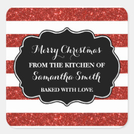 Cuadrada Navidades de bandas rojas haciendo Pegatina