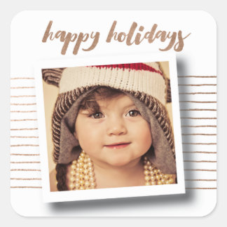 Cuadrada Navidades de Bronze Happy Holidays Pegatina