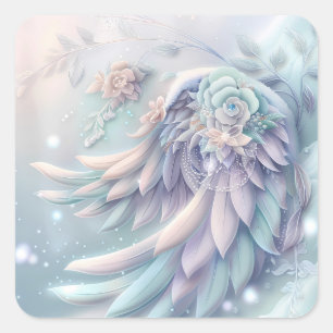 Cuadrada Navidades de ensueño Pegatina Angel Wings
