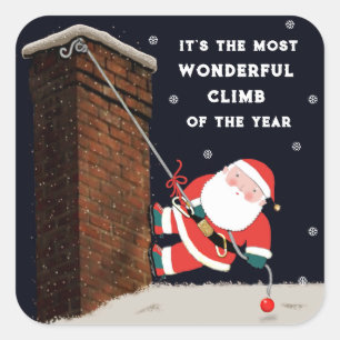 Cuadrada navidades de escalada en roca Pegatina cuadrado