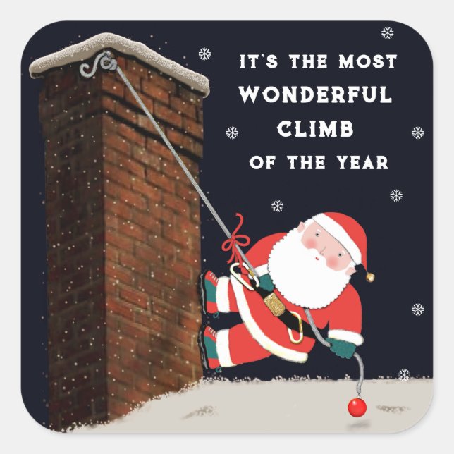 Cuadrada navidades de escalada en roca Pegatina cuadrado (Anverso)