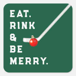 Cuadrada Navidades de hockey sobre hielo Pegatina en plaza 