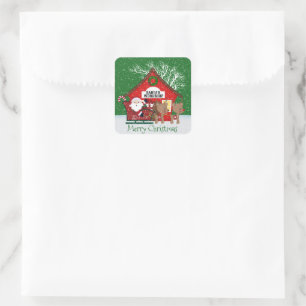 Cuadrada Navidades del taller de Santa María pegatina de v