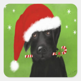 Cuadrada Navidades divertidos Labrador, Pegatina de perros