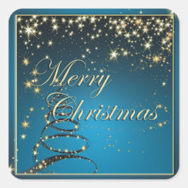 Cuadrada Navidades elegantes Pegatina de las Estrellas Mági
