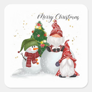 Cuadrada navidades festivos Pegatina de Holiday gnome Squar