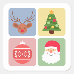 Cuadrada Navidades inteligentes pegatina de iconos modernos