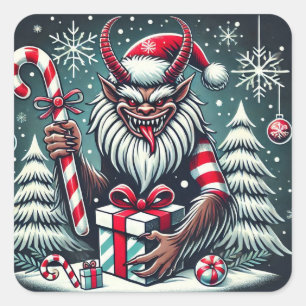 Cuadrada Navidades Krampus Pegatina