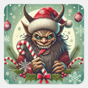 Cuadrada Navidades Krampus Pegatina