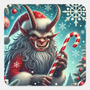 Cuadrada Navidades Krampus Pegatina