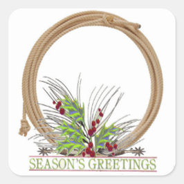 Cuadrada Navidades occidentales Cowboy Rope Wreath Pegatina