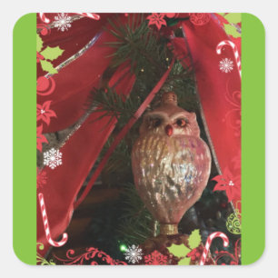Cuadrada Navidades Owl Whooo? Pegatina