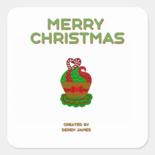Cuadrada Navidades Pegatina Cupcake Square