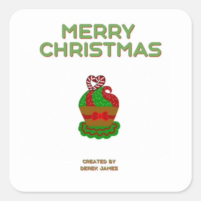 Cuadrada Navidades Pegatina Cupcake Square (Anverso)