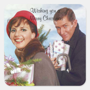 Cuadrada Navidades pegatina de compras