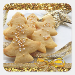 Cuadrada Navidades Pegatina de cookies